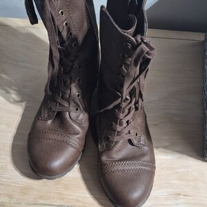 Time and Tru Dark Brown Lace-Up Combat Boots